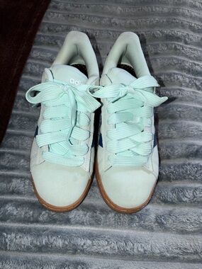 adidas Women’s Mint Green Low-Top Sneakers with Blue Stripe